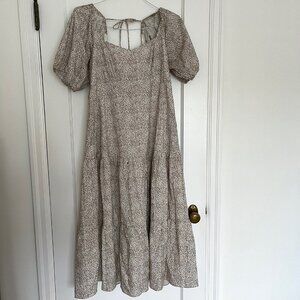 Lucy Paris Cotton Boho Puff Sleeve Tiered Dress | Size Medium